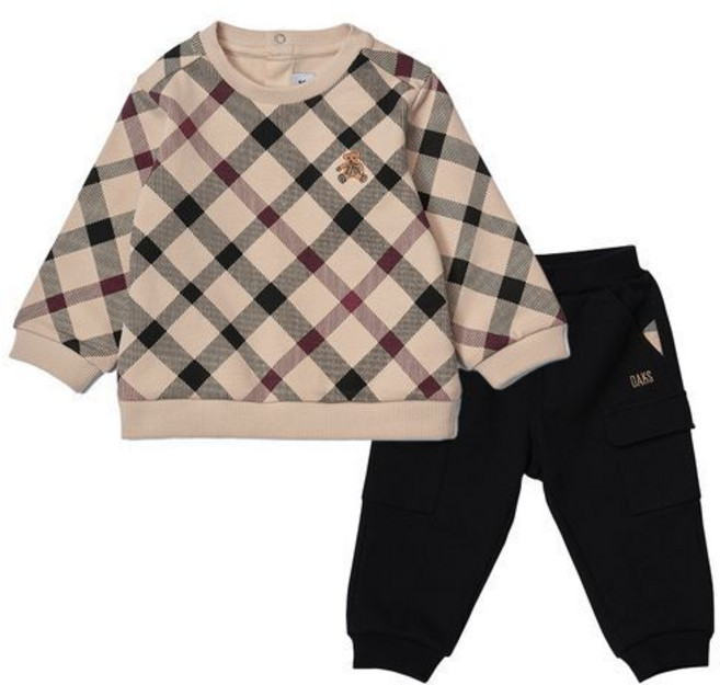 [백화점정품] 닥스베이비 하우스체크 맨투맨 상하복 베이지 EVF25VP03M BGP402693984 고급스러운 클래식한