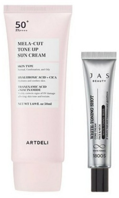 아트델리 멜라컷 톤업 선크림 50ml + 쟈스 토닝샷 기미크림 15ml, 단품, 1개