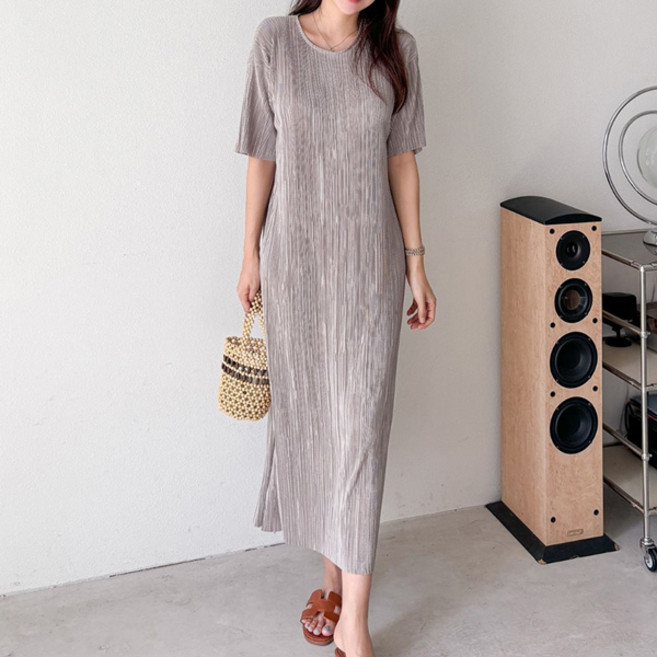 마이쏭 여성 빅사이즈 루즈핏 옆트임 임부복 플리츠 카페주름롱원피스