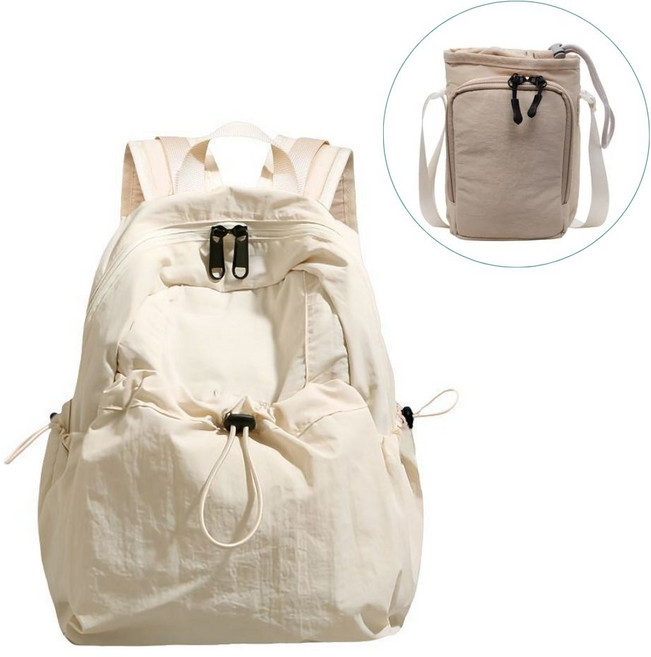 레브리 기저귀가방 백팩 미니미백 숄더백 가벼운 크로스백 아기짐가방 아기엄마백팩 나일론 방수, 아이보리