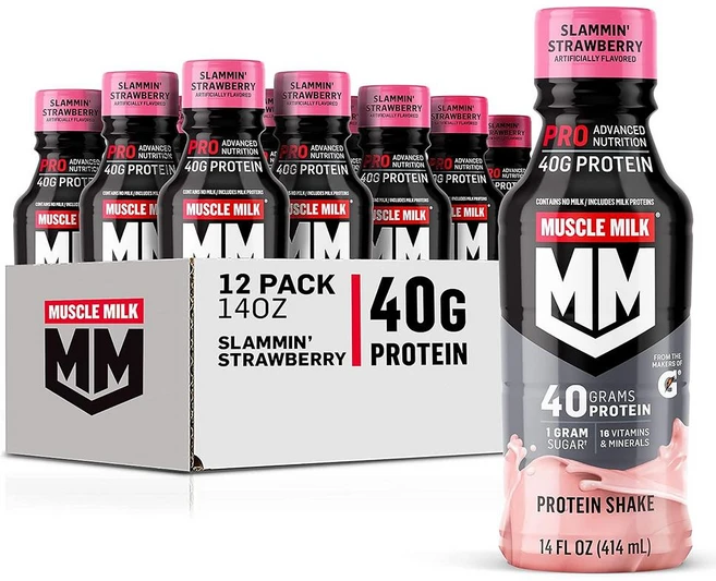 Muscle Milk 프로틴쉐이크 414ml 12개입 1팩 스트로베리 Muscle Milk Pro Series Protein Shake Slammin, 1개 - 쿠팡