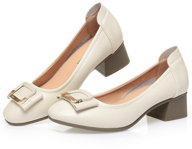 꾸꾸지민 여성 버클 펌프스 4cm 발편한 로퍼힐