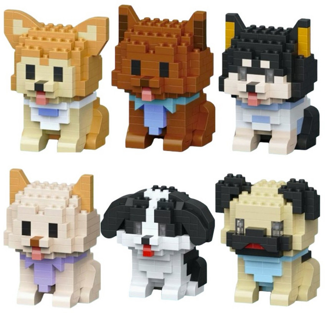 NB0510 귀염뽀짝 미니앉은강아지 나노블럭 6종 세트, 1개