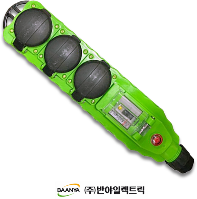 반야일렉트릭 일자방우형 콘센트 3구 녹색 BY52-1, 1개