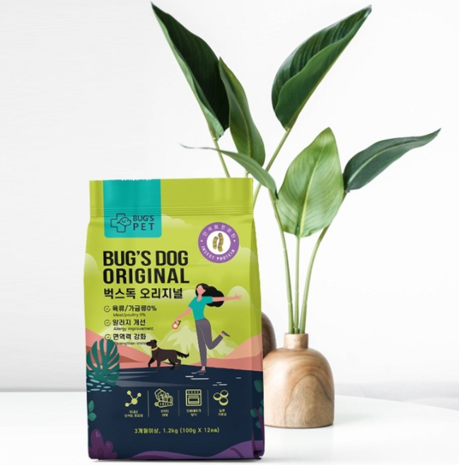 벅스펫 벅스독 강아지 야채 채식 건강사료 오리지널1.2kg+샘플30g 2개, 1개, 1.2kg, 밀웜