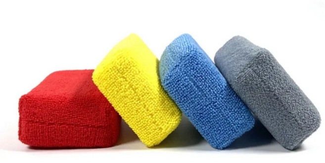 논스크래치 자동차 차량 극세사 왁스 왁싱 광택 스펀지 패드 1P 색상선택, 옐로우, 1개