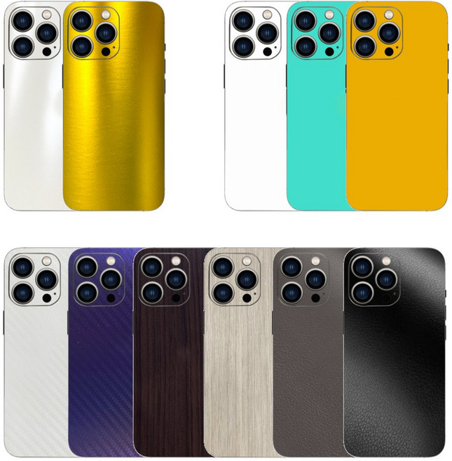 아이폰 갤럭시 후면보호 필름 지문 스크레치 방지 카본 우드 레더 컬러 스킨 스티커 백커버, 1개