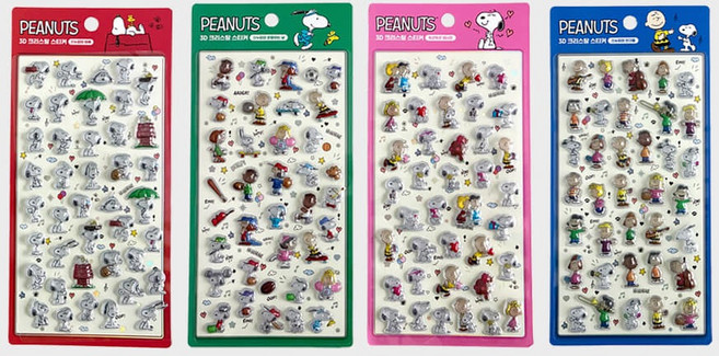 스누피 3D 크리스탈 스티커 봉봉드롭, 혼합, 두근두근 피너츠, 1개