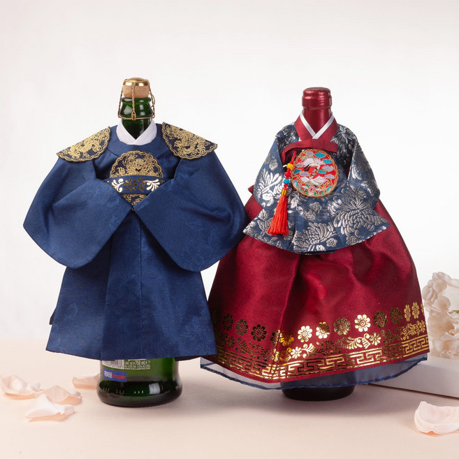 한복 와인커버 전통와인커버 외국인선물 바이어 와인커버선물 한국전통기념품 남녀세트, 1개, A세트