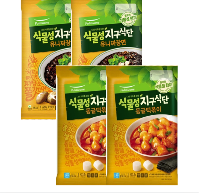 풀무원 식물성지구식단 요리 유니짜장면 + 동글떡볶이, 1개, 620g