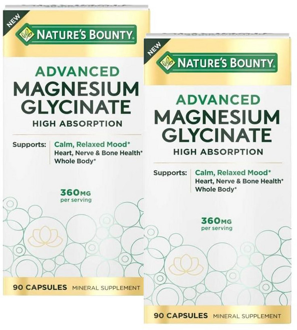 네이처스 바운티 마그네슘 글리시네이트 Nature's Bounty Magnesium Glycinate, 90정, 2개
