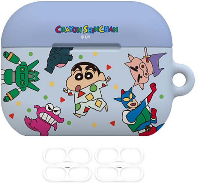 짱구 와글와글 에어팟 하드 케이스+철가루방지스티커, 에어팟프로2세대, 1개