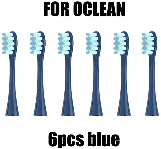저스트인 오클린 플로우/X/ X 프로/F1/원/에어 2 음파 전동 칫솔 블루 그린 소프트 모 노즐 교체용 브러시 헤드, 6) 6pcs blue × 1.6pcs blue × 1, 1개
