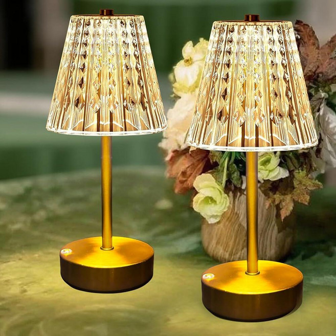 Black Cordless Table Lamp Rechargeable Small Battery Powered 5000mAh Mini Wireless for Restaurant, 2개입, 골드