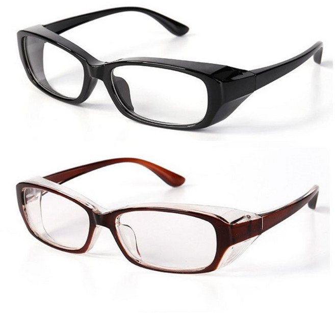 1+1 안전 오염 방지 안경 뿔테 눈 보호 안전고글 비말 차단 데일리 보안경, 1세트, 검정+진그레이