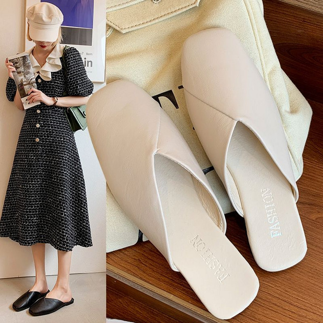 여성용 데일리 뮬 슬리퍼 캐주얼 뮬 플로퍼 여자 블로퍼 슬리퍼 심플 봄 여름 여성 플랫 슬리퍼 빅사이즈 CJJ