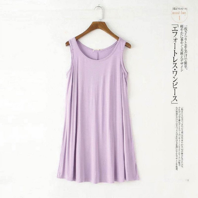 【Helena】莫代爾無袖背心裙孕婦裝 A字裙 中長款洋裝 寬鬆大尺碼家居打底裙 睡裙 連身裙【A1146】
