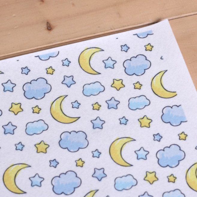 [펠트친구] 무늬펠트 구름과 달, 1개