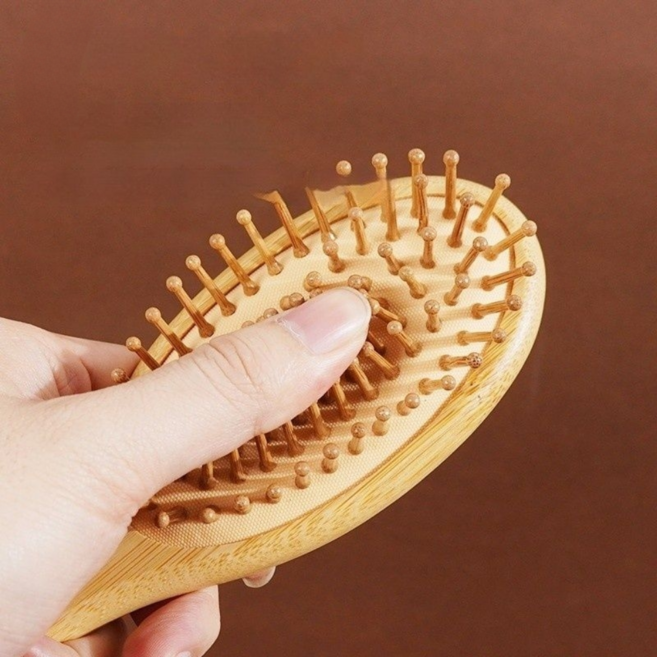 뷰티소품 헤어 두피 마사지 쿠션 헤어빗 헤어브러쉬, 1개, 우드