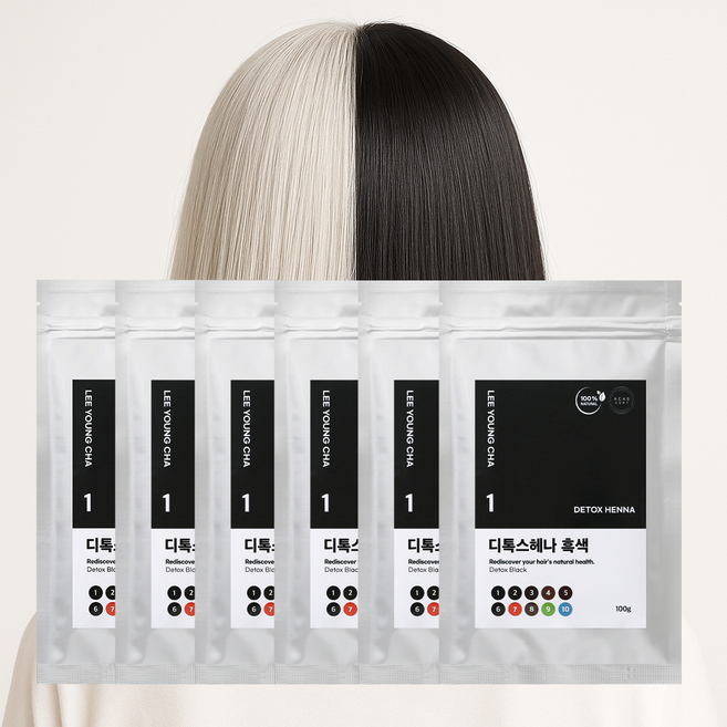 이영차 천연헤나 100g 새치 흰머리 순한 PPD없는 염색약 가루, 흑갈색, 6개