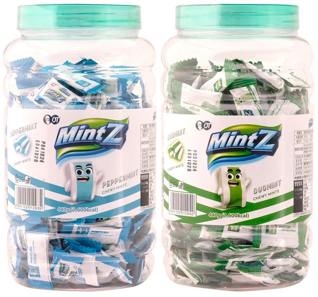 상쾌한 박하 캔디 민트지 440g 듀오민트 1통 + 페퍼민트 1통 (혼합/총2통), 1개 - 쿠팡
