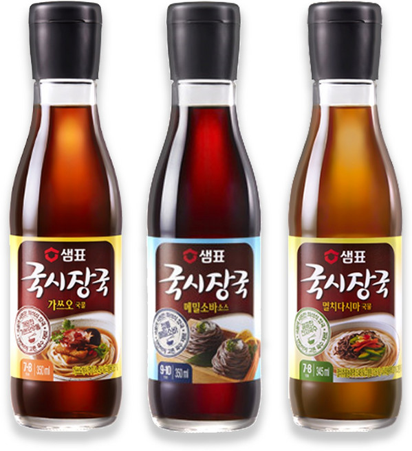 브라더스 샘표 국시장국 3종 각1개씩 세트(총3개)[양념장 쯔유 장국 모밀 고메], 350ml, 1세트