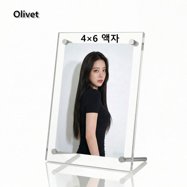 OLIVET 투명 아크릴 액자 실내 벽걸이형, 1개, 화이트