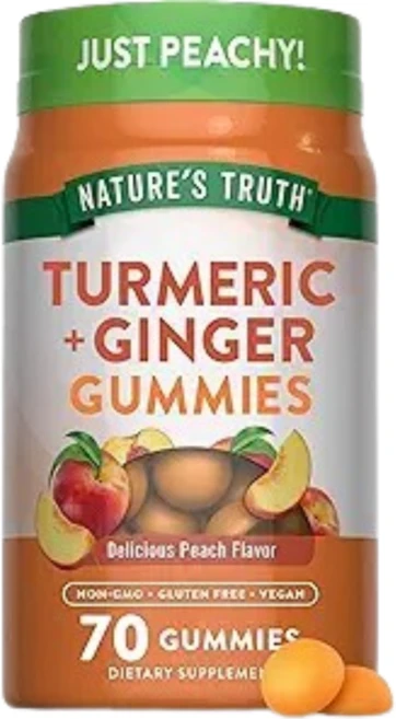 네이처스 트루스 강황 커큐민 + 생강 천연 복숭아 맛 베지 구미젤리 70개, 1개, 70정 - 쿠팡