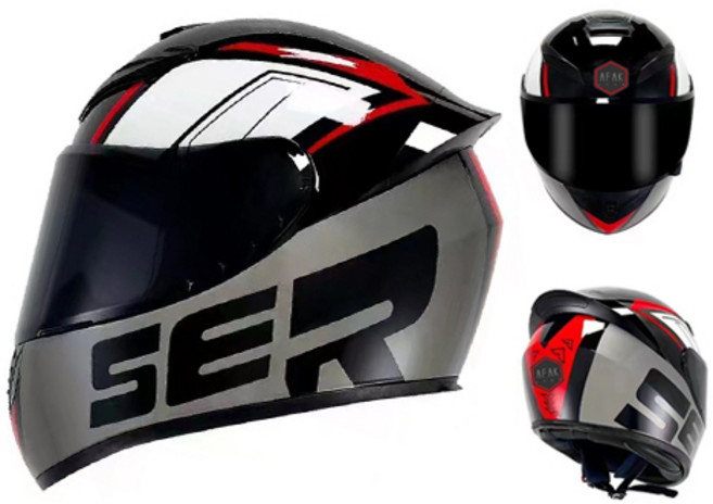 QIKE 풀페이스 스쿠터 오토바이 헬멧, BC33블랙그레이