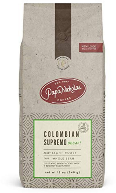 파파니콜라스 커피 홀빈 커피 디카페인 콜롬비아 12온스 PapaNicholas Coffee Whole Bean Coffee Decaffeinated Colombian 1, 1개, 340g