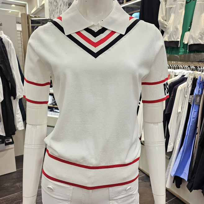 파사디골프 여자여름 시원한 깔끔한 이중에리 니트티셔츠 P24MKP363M