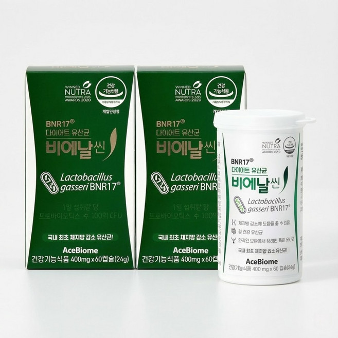 김희선유산균 BNR17 비에날씬 모유유산균 장건강 체지방감소 60캡슐, 2개, 60정