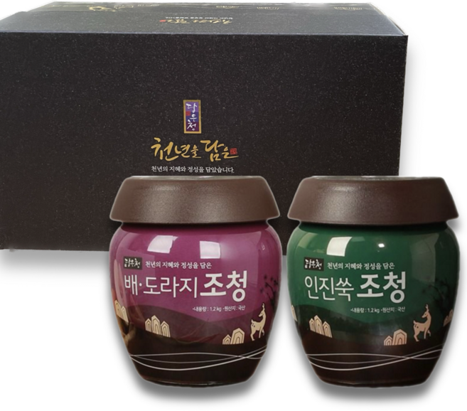 담은청 배도라지 인진쑥 조청1.2kg 2종 100% 국내산 세트로 사면 왕이득, 1세트