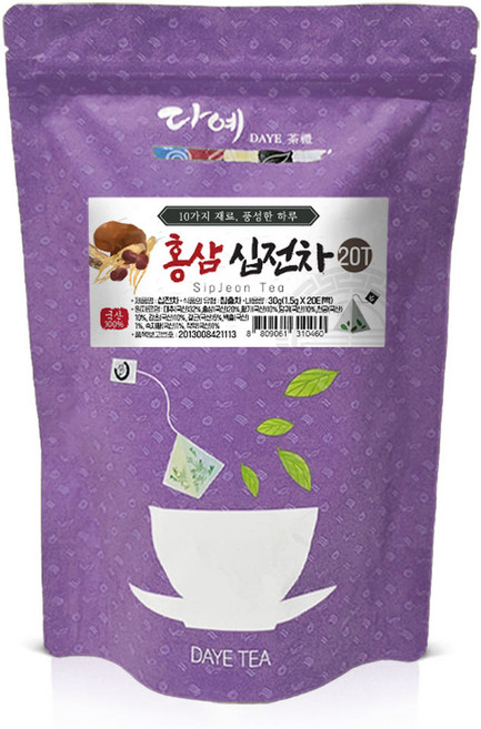 [본사직영] 다예 100%국산 맛있는 홍삼 십전차 삼각티백, 10개, 20개입, 1.5g