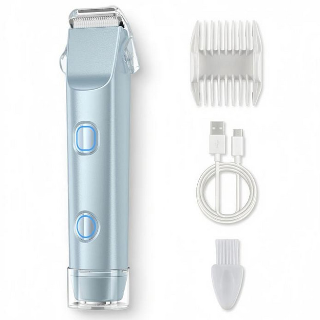 마술사 충전식 여성 비키니라인 면도기 브라질리언 제모기 Y존 더블헤드 제모기, 블루, JS0249