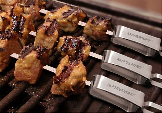 에너비아 스텐 바베큐꼬치 10P세트 가방포함 캠핑 BBQ 구이 스텐레이스 꼬지 바베큐 꼬챙이, 10개