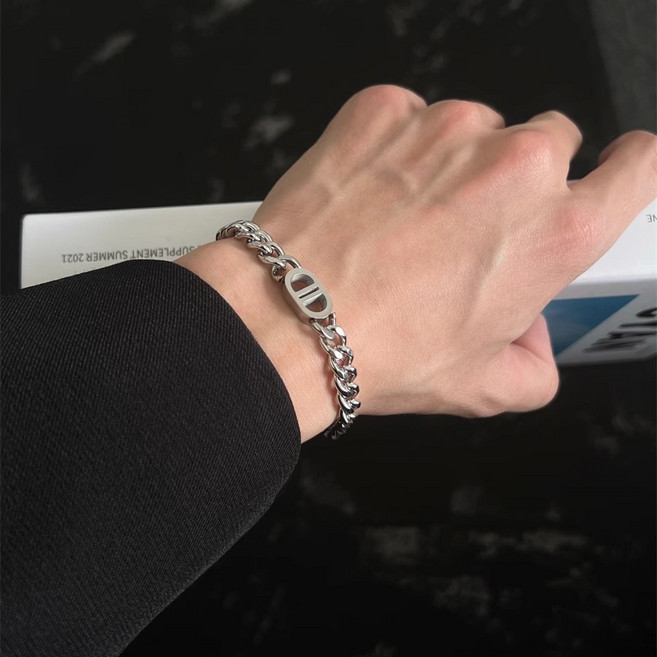 위드아이즈 티타늄 더블 D 체인 팔찌 길이 조절 가능