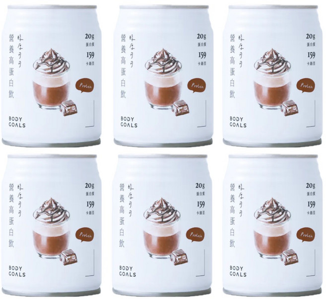 BODY GOALS 營養高蛋白飲 醇厚可可, 6個, 248ml