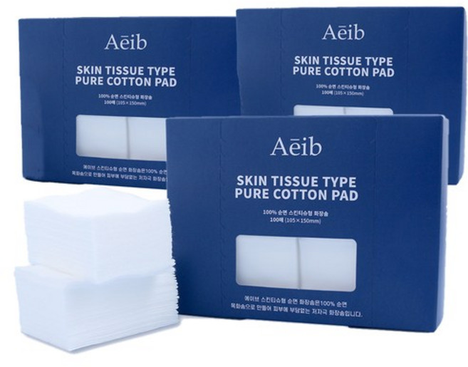 JJ Choice 에이브 스킨티슈형 순면 화장솜, 100매입, 1개