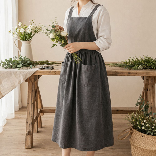 원피스 앞치마 빅사이즈 공방 바리스타 주방 보육교사 어린이집 감성 예쁜 작업용, 1개, 민트