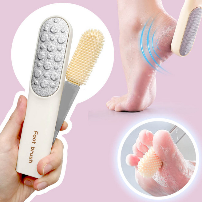 깔끔더하기 양면 발각질 제거기 풋파일 브러쉬, 1개, 그레이