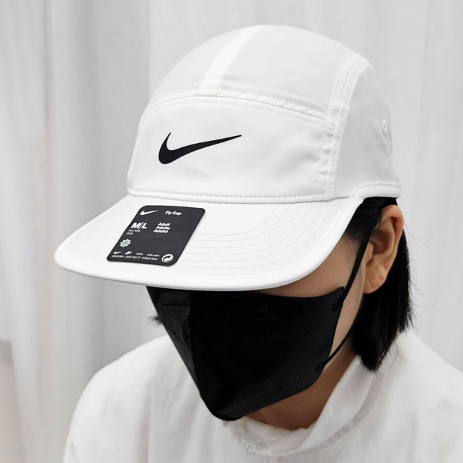 나이키 남녀공용 모자 드라이핏 플라이 런닝 캡 페더라이트, 화이트, 1개