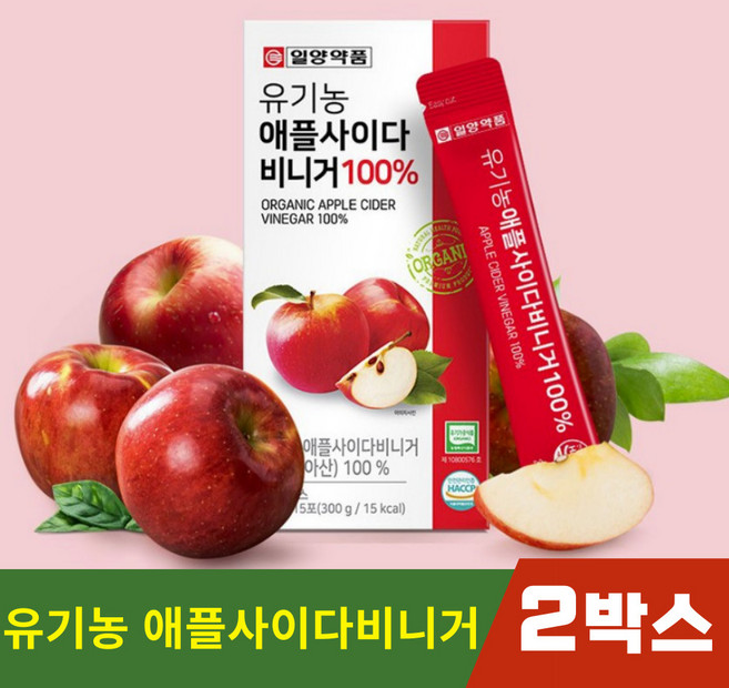 유기농 애사비 식초 애플사이다비니거 100% 자연 발효 사과초모식초 유기산 초산균 오가닉산 액상 스틱, 300g, 2박스