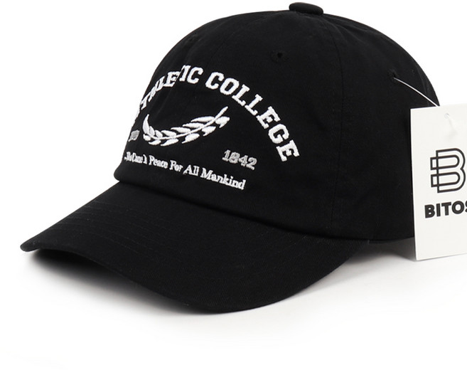 비토스 ATHLETIC COLLEGE 자수 워싱 볼캡 데일리 모자