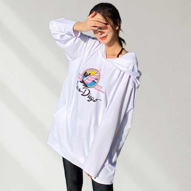 비키비키 샌디에고 여성 래쉬가드 후드 빅사이즈 비치웨어 수영복 UPF50+