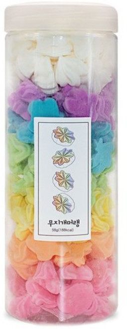 설롱디저트 솜사탕 통머랭쿠키 무지개 1000ml 58g 1개