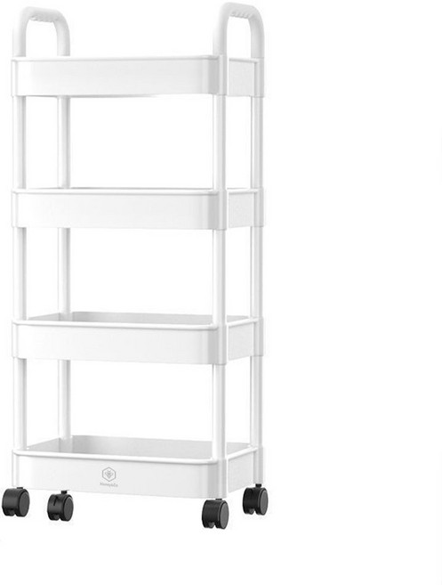 [다용도 수납 선반] 허니앤코 이동식 트롤리 4단, 1개, 화이트