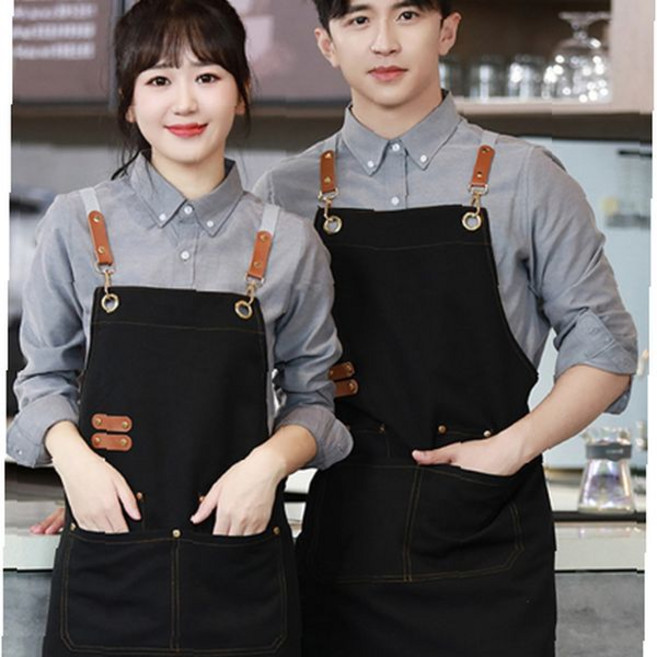 허리 착용 면 소재 작업복 주방 카페 공방 미술 요리 업무용 앞가리개 실용 작업, 1개, 허리앞치마브라운
