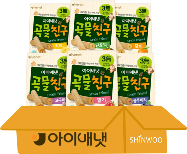 아이배냇 곡물친구 6종, 고구마1+딸기1+치즈1+블루베리1+단호박1+감귤1, 40g, 1세트