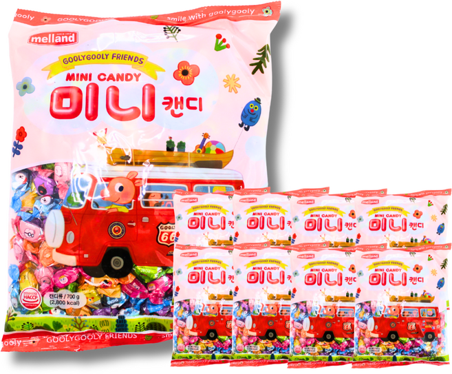 멜랜드 굴리굴리 미니캔디 대용량 캐릭터 과일사탕, 700g, 8개